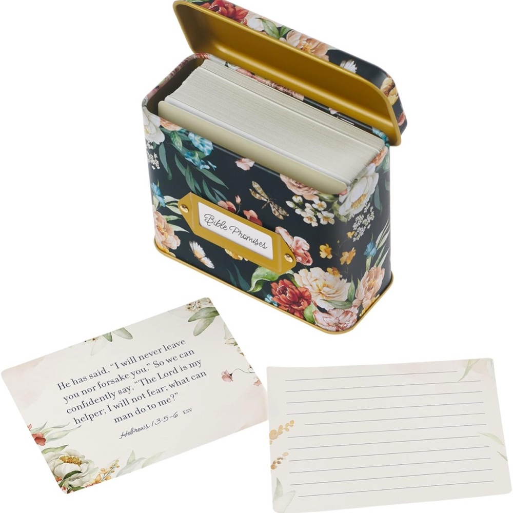 Floral Metal Box with Prayer & Scripture Cards